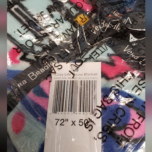 NWT Disney Vera Bradley MICKEY’S WHIMSICAL PAISLEY Castle Cozy Life Blanket SOFT - Picture 2 of 3